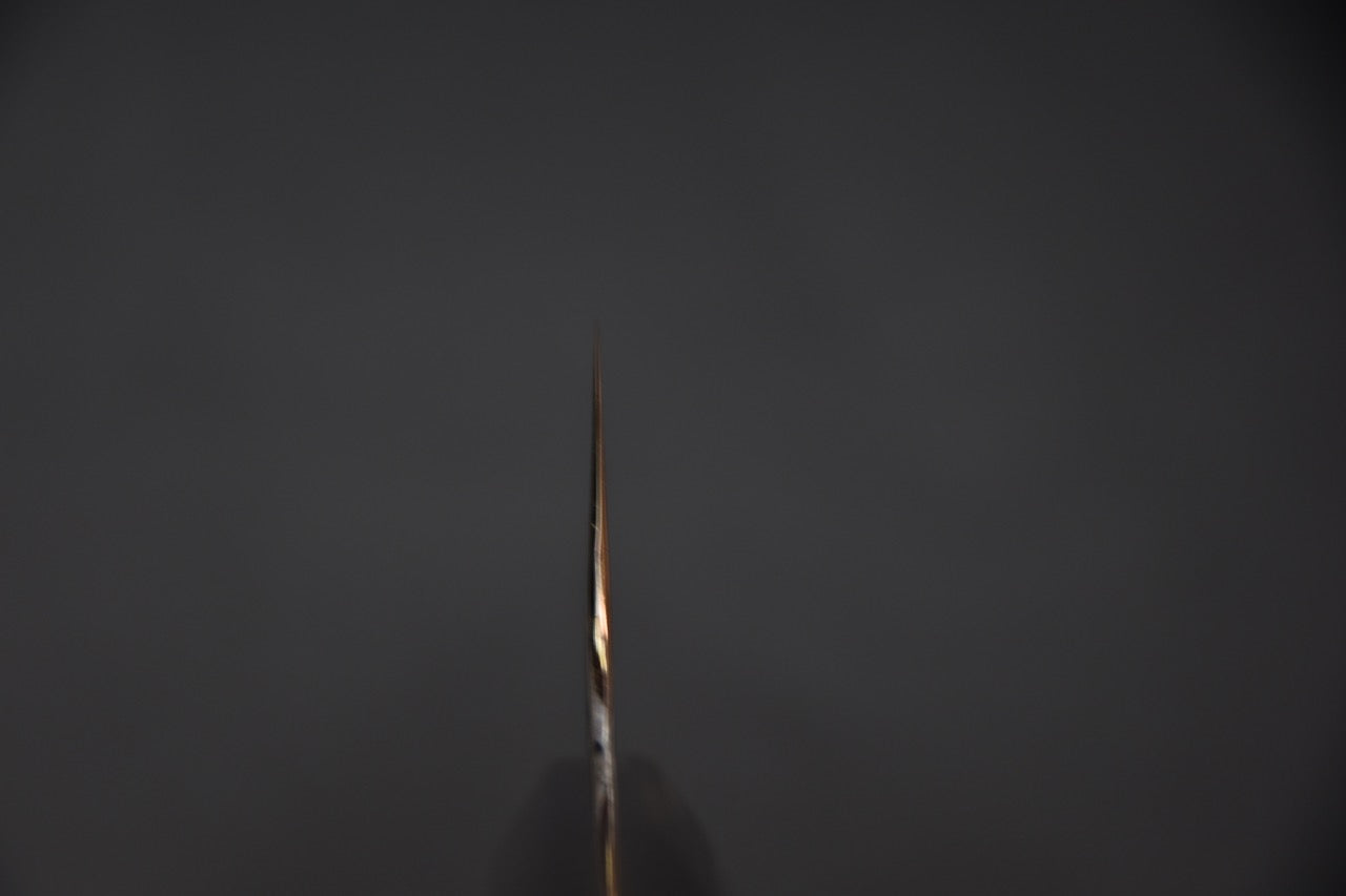 Hitohira Togashi Shirogami #1 Sanbonsugi Mizu Honyaki Kiritsuke Gyuto 240mm Taihei Ebony (#103)