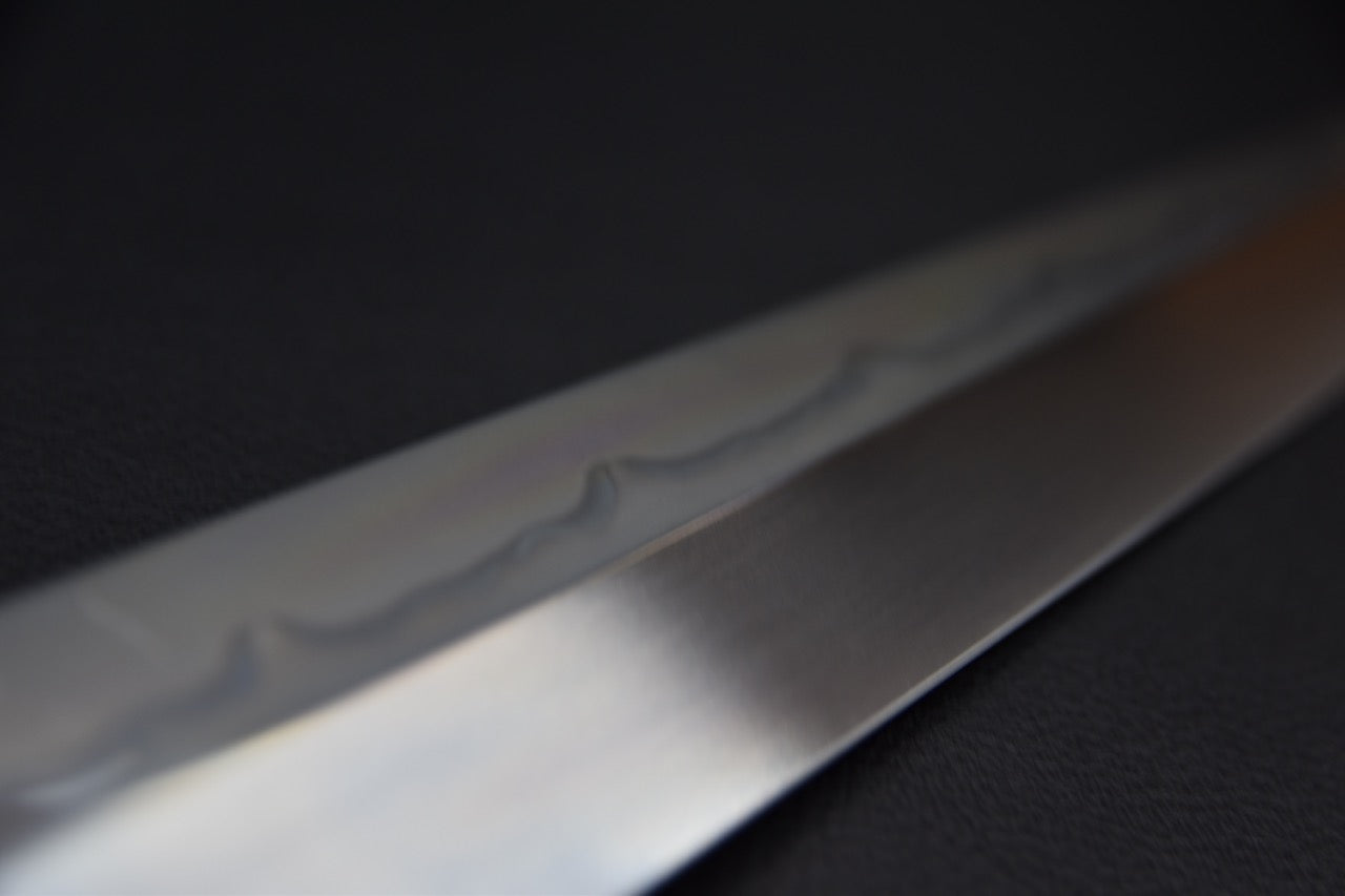 Hitohira Togashi Shirogami #1 Sanbonsugi Mizu Honyaki Kiritsuke Yanagiba 300mm Taihei Ébène