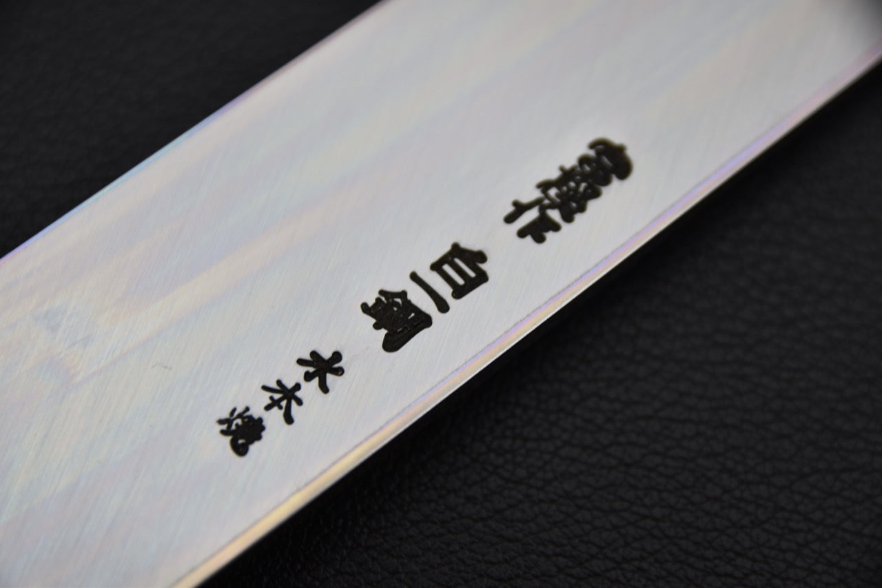 Hitohira Togashi Shirogami #1 Sanbonsugi Mizu Honyaki Kiritsuke Yanagiba 300mm Taihei Ébène