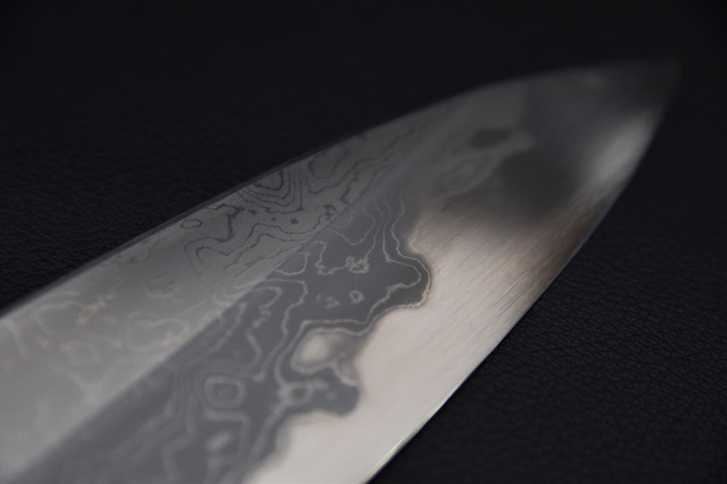 Hitohira Togashi Shirogami #1 Damascus Gyuto 240 Burnt Yakusugi Cedar