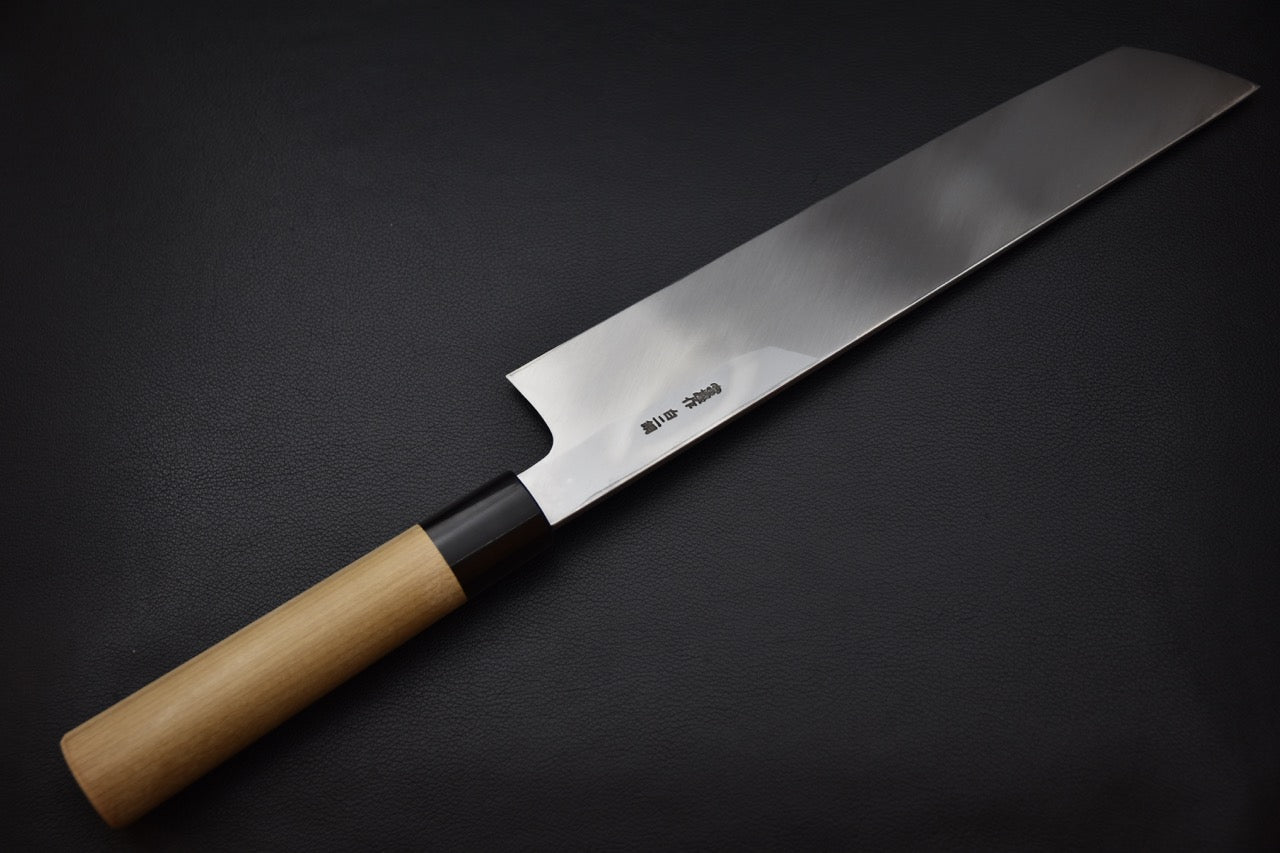 couteau japonais, profil hamokiri avec lame Shirogami #2, manche ergonomique en bois Ho