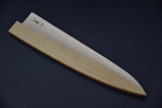 Saya en bois Hitohira pour couteau japonais Petty 180 mm, avec grain naturel du bois visible