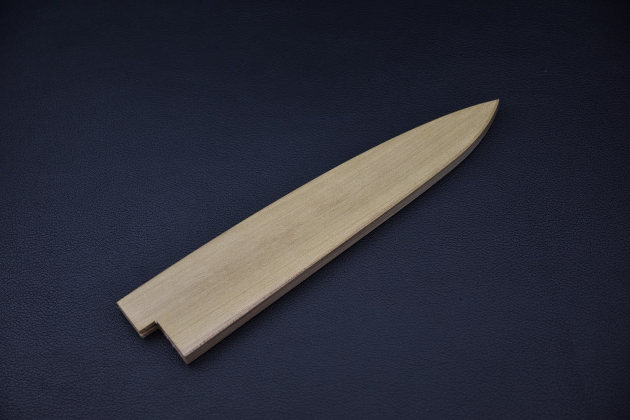 Saya Hitohira Petty 180 mm vu de dos, montrant sa forme élancée et finition naturelle