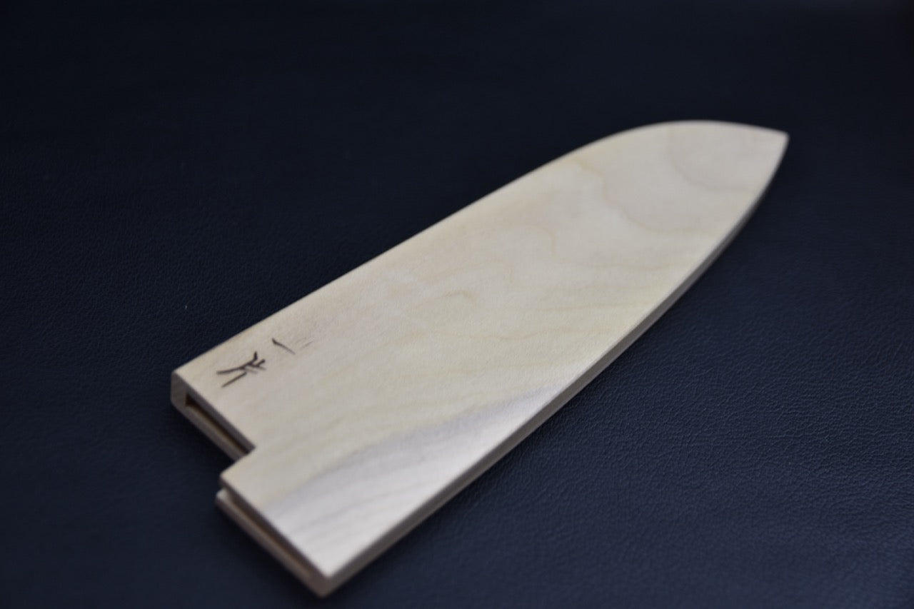 Saya magnétique Hitohira WB pour couteau japonais Santoku 180 mm, vue complète du côté opposé.