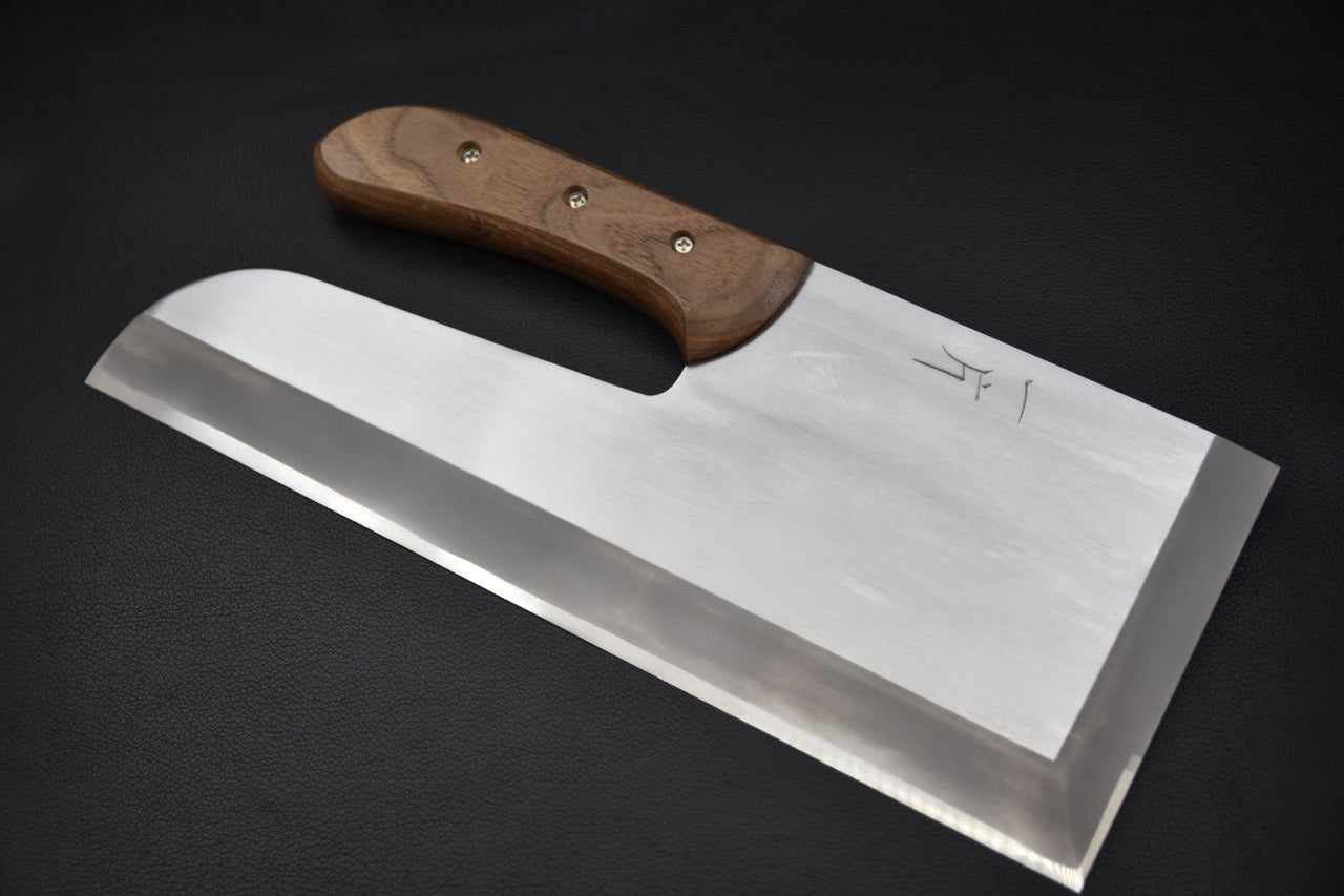 Hitohira White #2 Sobakiri 330mm en acier carbone Shirogami, finition migaki, manche en noyer