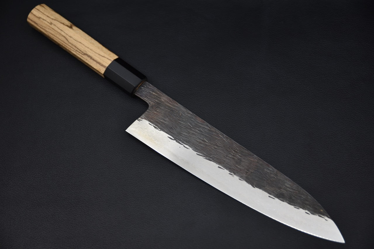 Isamitsu Shirogami #1 Kurouchi Gyuto 210mm Zebrawood