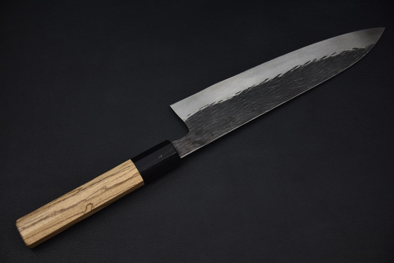 Isamitsu Shirogami #1 Kurouchi Gyuto 210mm Zebrawood