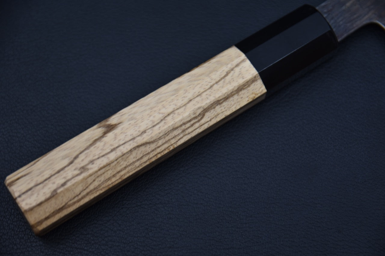 Isamitsu Shirogami #1 Kurouchi Gyuto 210mm Zebrawood