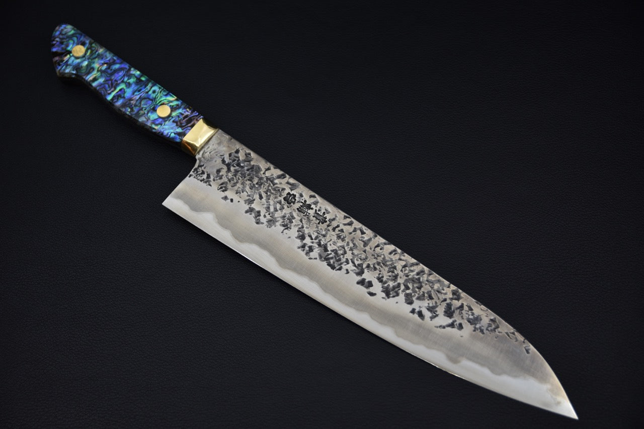 Kisuke Manaka Shirogami #2 Tsuchime Kurouchi Gyuto 255mm Warikomi Abalone