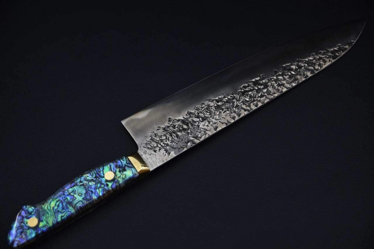 Kisuke Manaka Shirogami #2 Tsuchime Kurouchi Gyuto 255mm Warikomi Abalone
