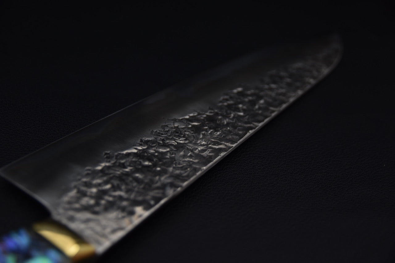 Kisuke Manaka Shirogami #2 Tsuchime Kurouchi Gyuto 255mm Warikomi Abalone