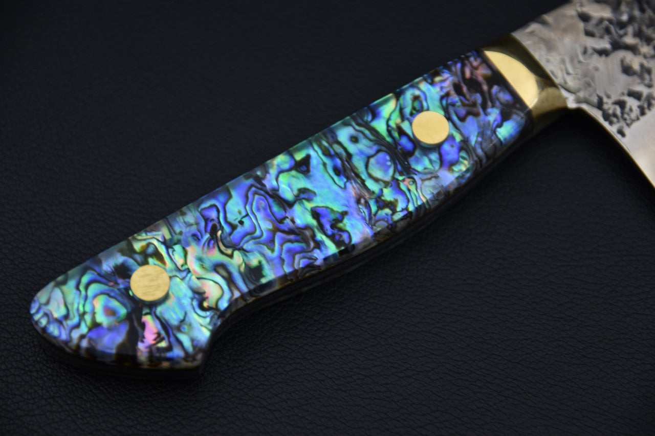 Kisuke Manaka Shirogami #2 Tsuchime Kurouchi Gyuto 255mm Warikomi Abalone