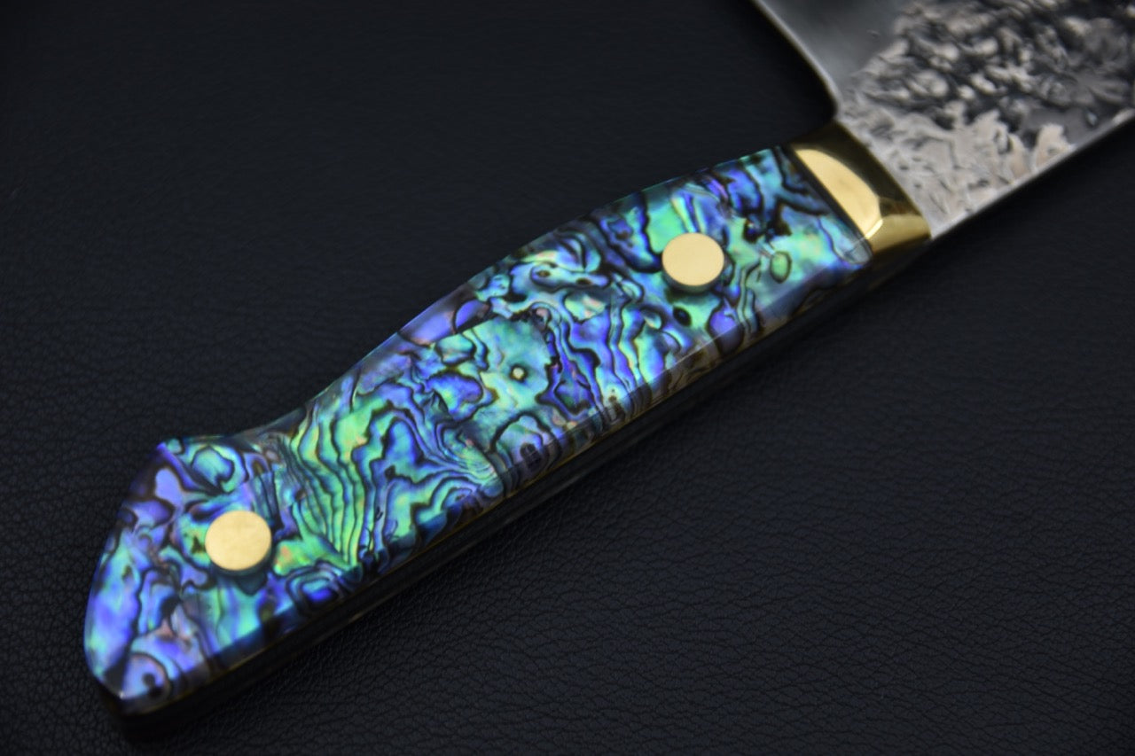 Kisuke Manaka Shirogami #2 Tsuchime Kurouchi Gyuto 255mm Warikomi Abalone