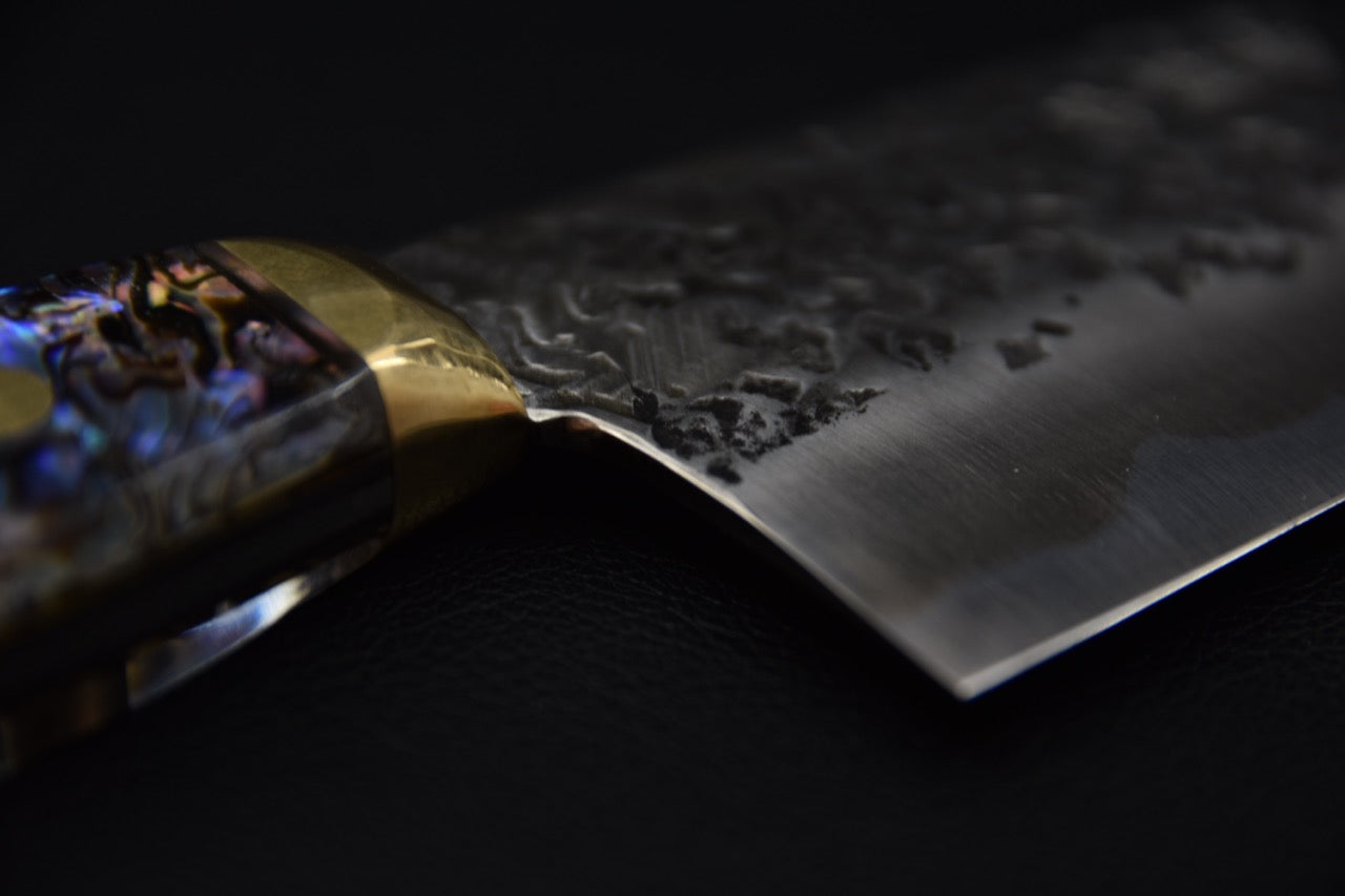 Kisuke Manaka Shirogami #2 Tsuchime Kurouchi Gyuto 255mm Warikomi Abalone