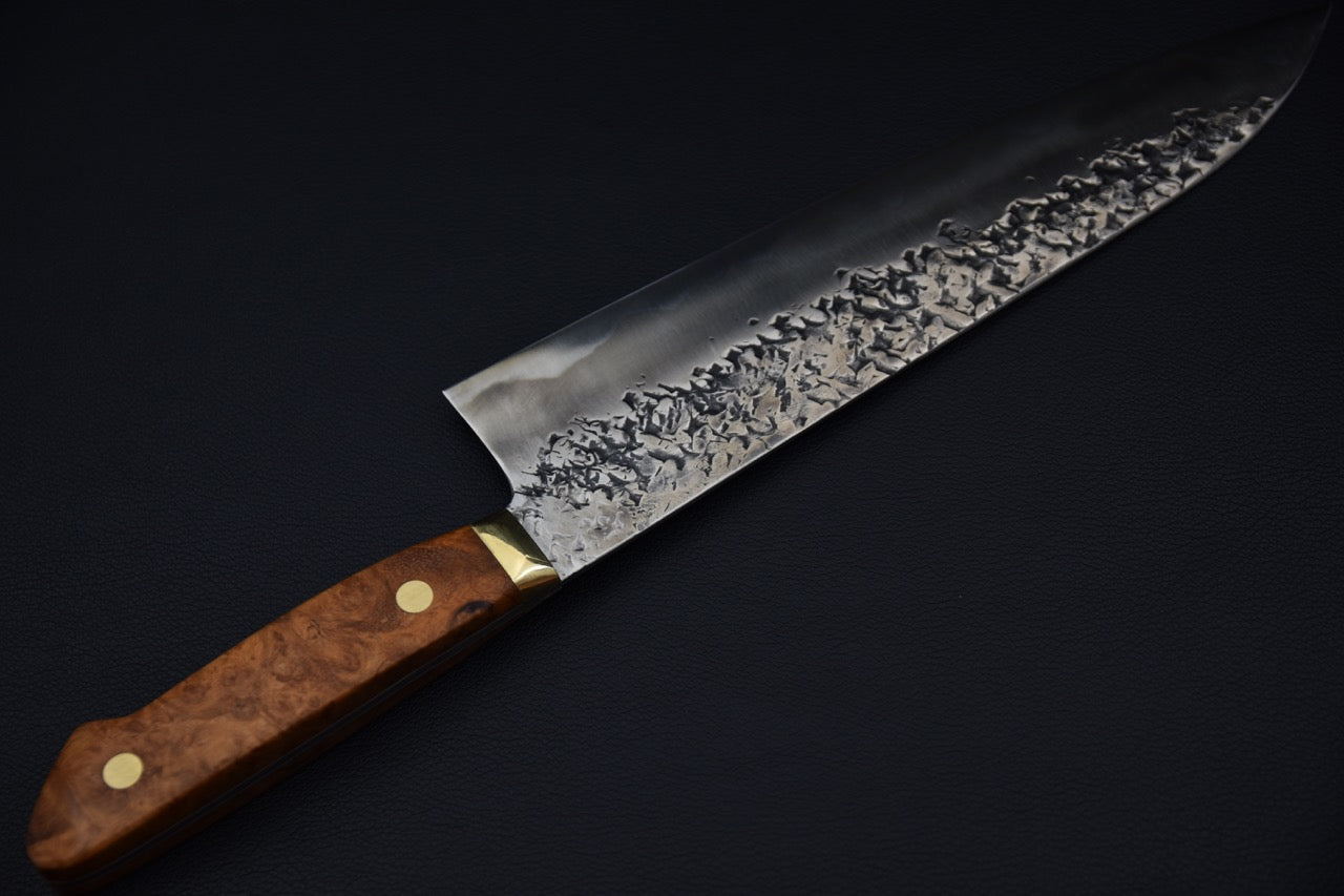 Kisuke Manaka Shirogami #2 Tsuchime Kurouchi Gyuto 255mm Warikomi Coing