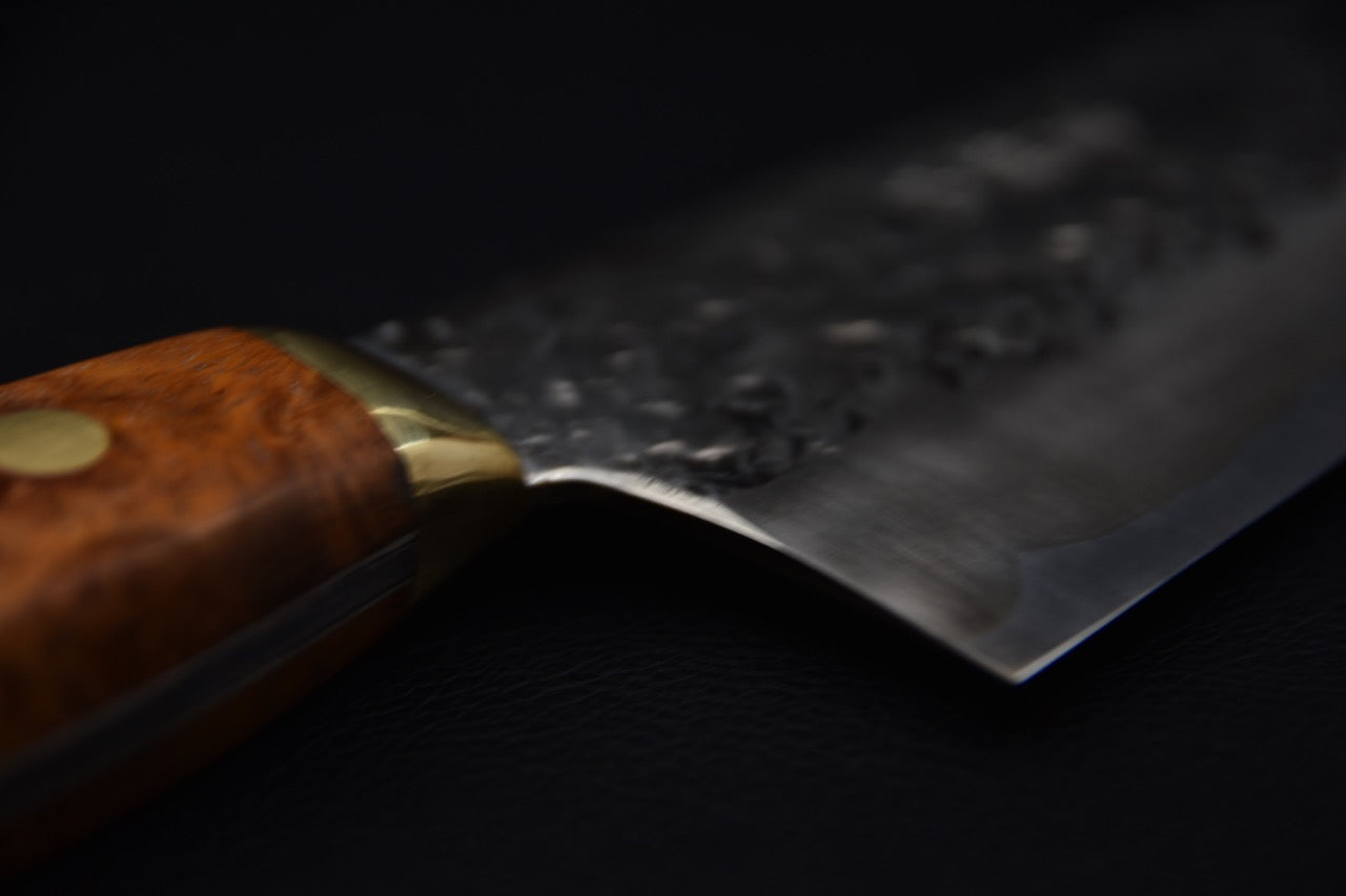 Kisuke Manaka Shirogami #2 Tsuchime Kurouchi Gyuto 255mm Warikomi Coing