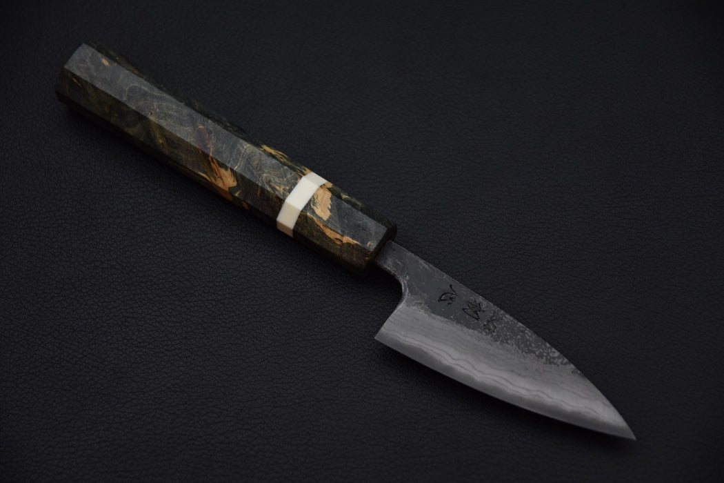 Kumokage Aogami #2 Kurouchi Damascus Paring 80mm Birch Wood