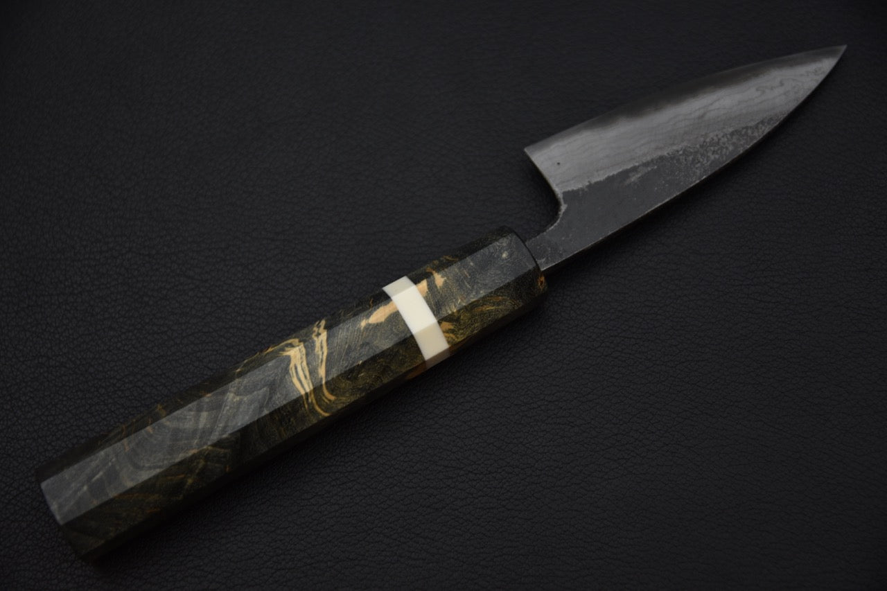 Kumokage Aogami #2 Kurouchi Damascus Paring 80mm Birch Wood