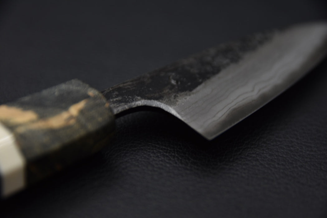 Kumokage Aogami #2 Kurouchi Damascus Paring 80mm Birch Wood