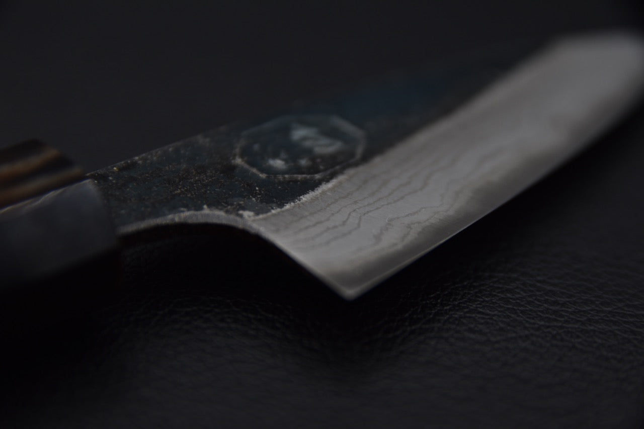 Kumokage Aogami #2 Kurouchi Damascus Office 80mm Tagayasan