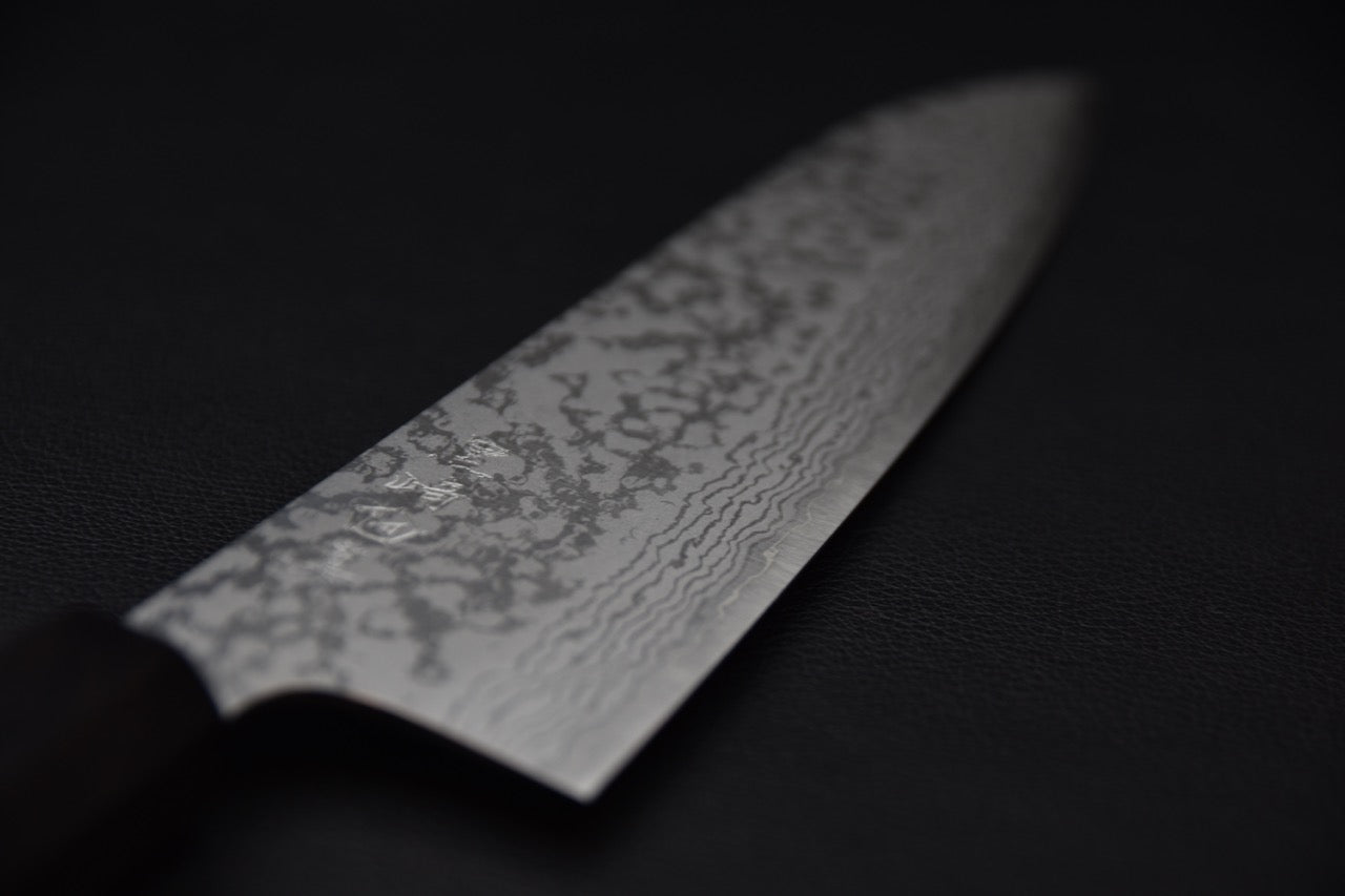 Makoto Kurosaki Gyuto 210mm VG7 Damascus, couteau de chef japonais, manche wa en ébène