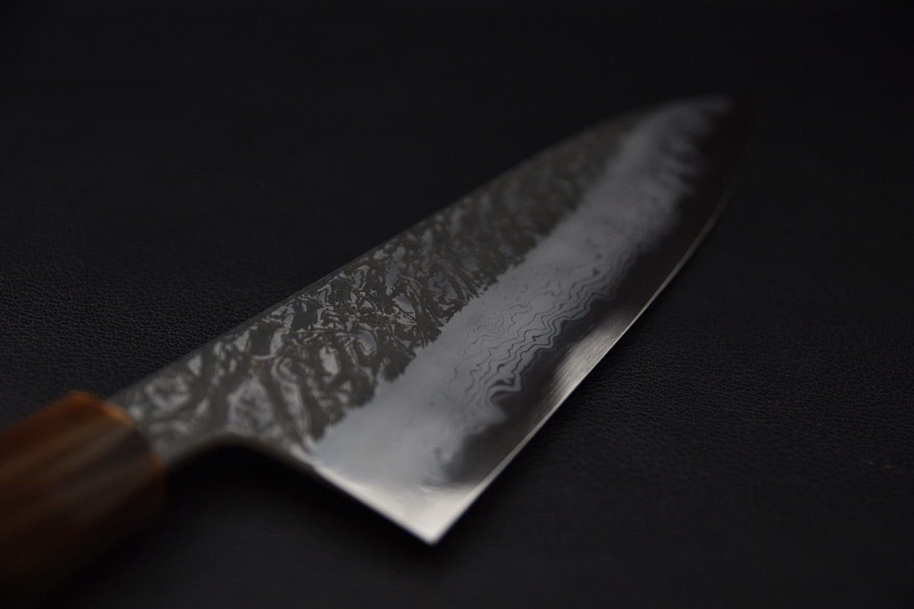 Masuda Yoshihide Aogami #1 Damascus Kurouchi Gyuto 240mm Ebony