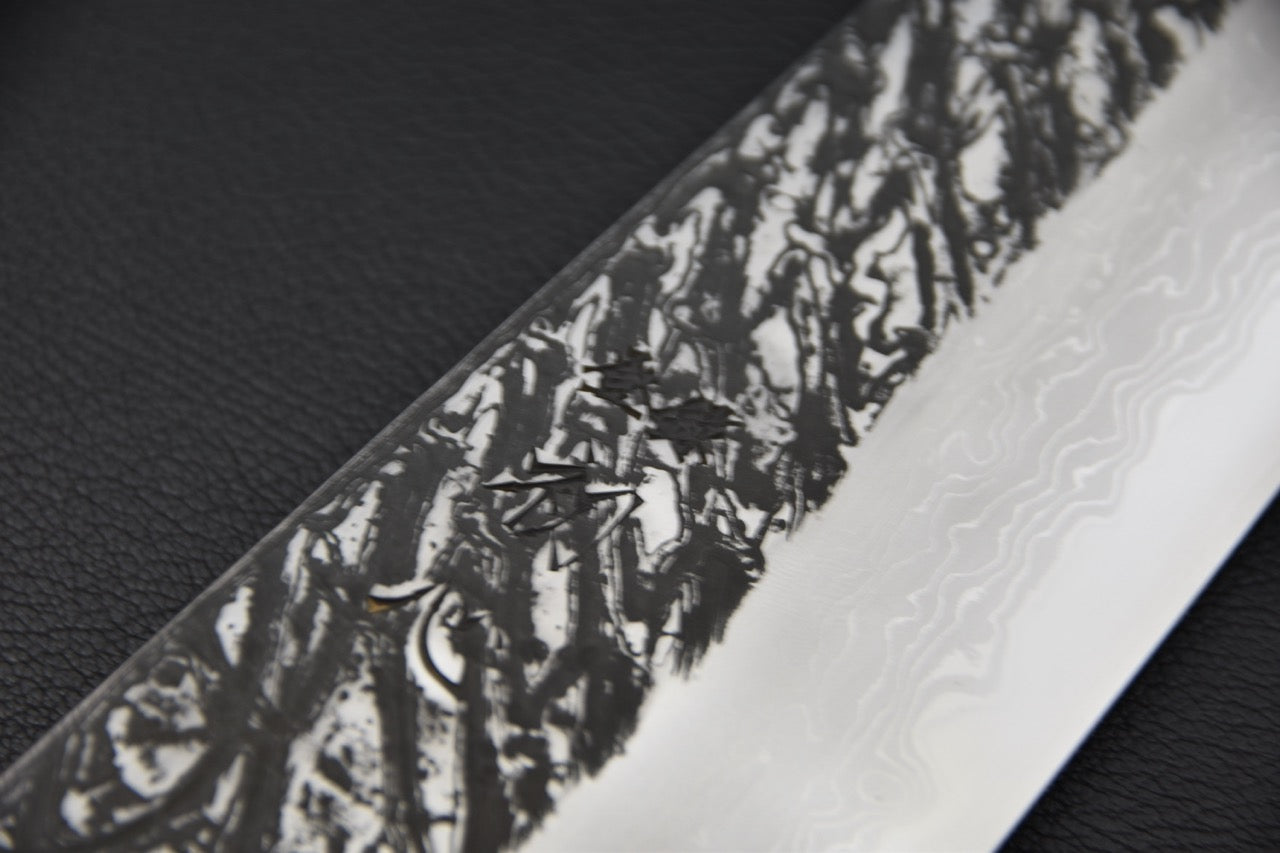 Masuda Yoshihide Aogami #1 Damascus Kurouchi Gyuto 240mm Ébène