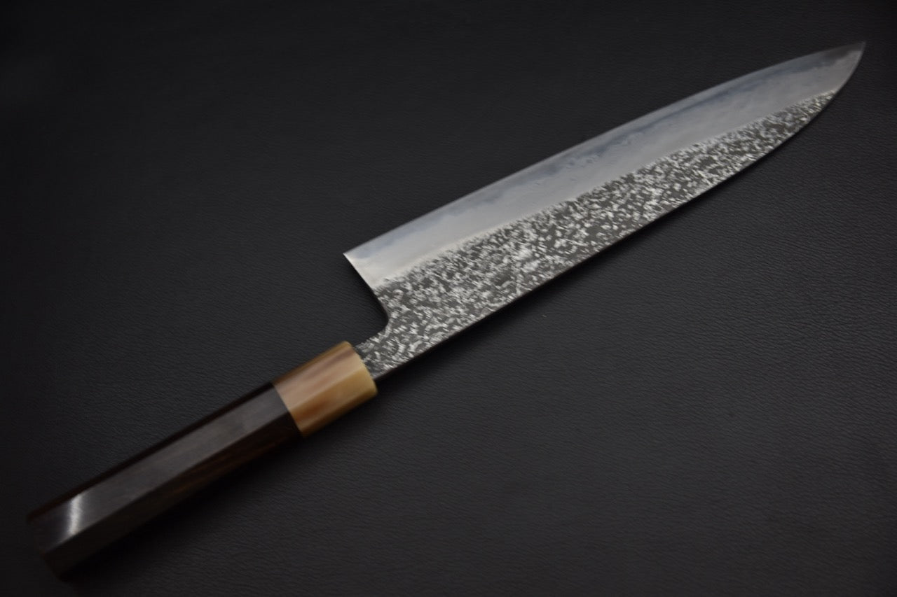 Masuda Yoshihide Aogami #1 Damascus Kurouchi Gyuto 240mm Ébène