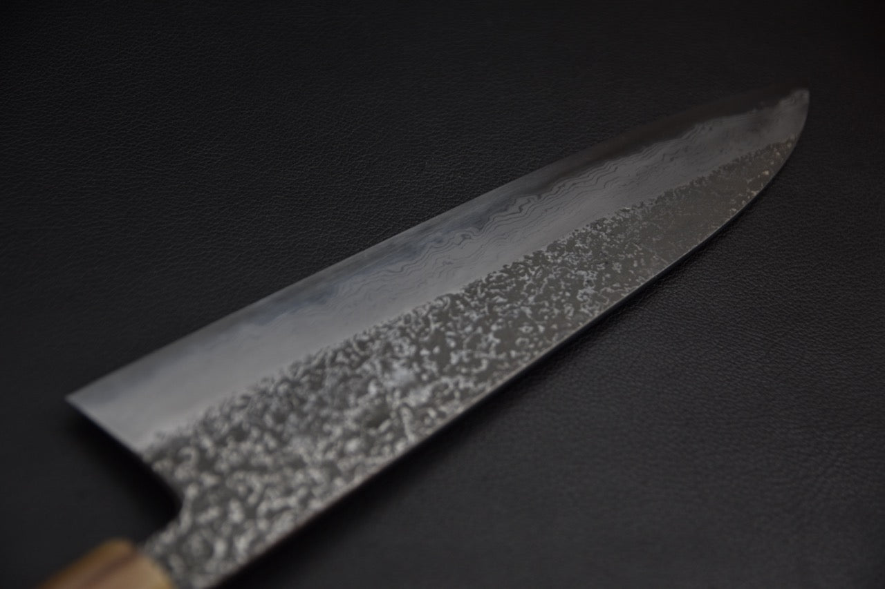 Masuda Yoshihide Aogami #1 Damascus Kurouchi Gyuto 240mm Ébène