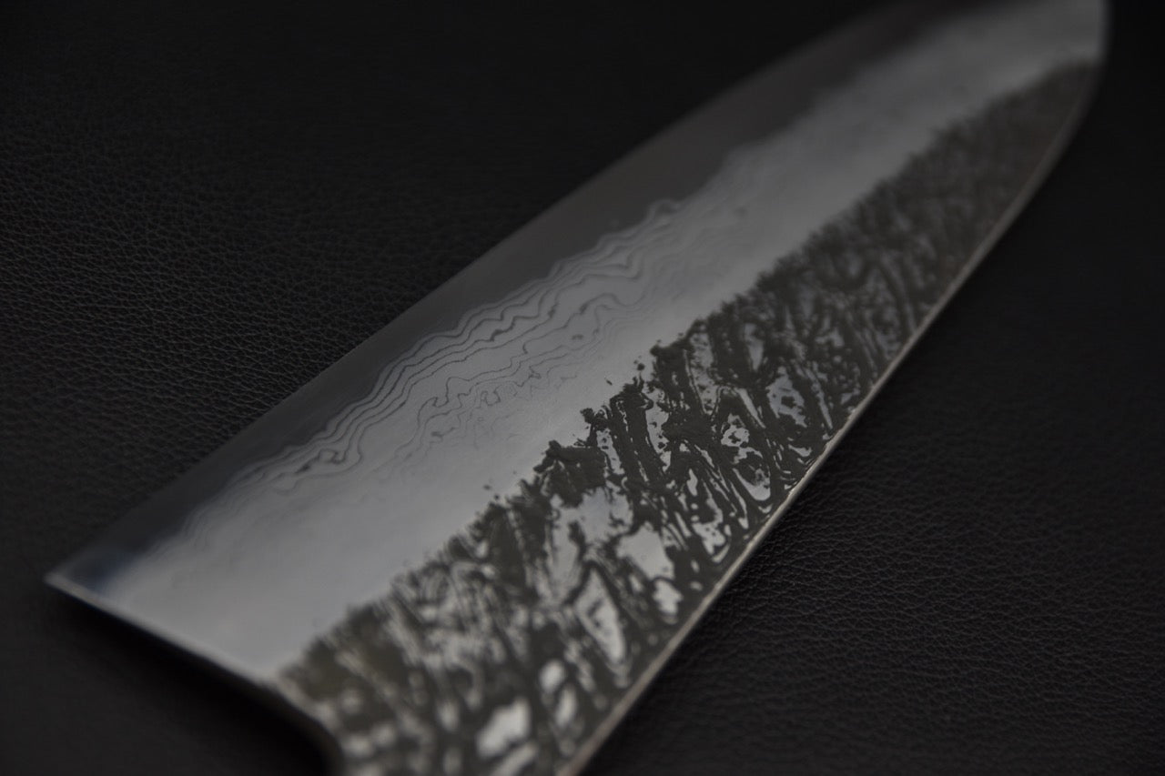 Masuda Yoshihide Aogami #1 Damascus Kurouchi Gyuto 240mm Ébène