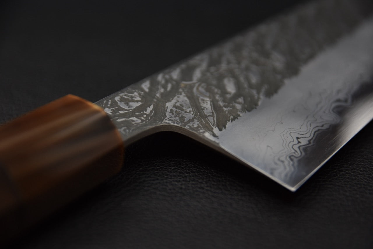 Masuda Yoshihide Aogami #1 Damascus Kurouchi Gyuto 240mm Ébène