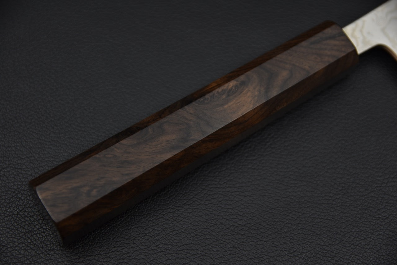 Miyazaki Kajiya ATS-34 Damascus Tsubaki 220mm Ebony