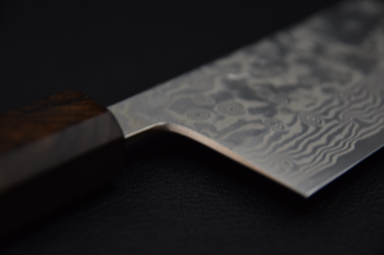 Miyazaki Kajiya ATS-34 Damascus Tsubaki 220mm Ebony