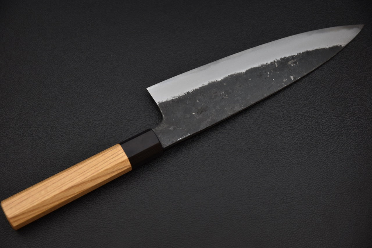 Morihei Hisamoto Kurouchi Shirogami #2 Extra Height Gyuto 210mm Keyaki Zelkova