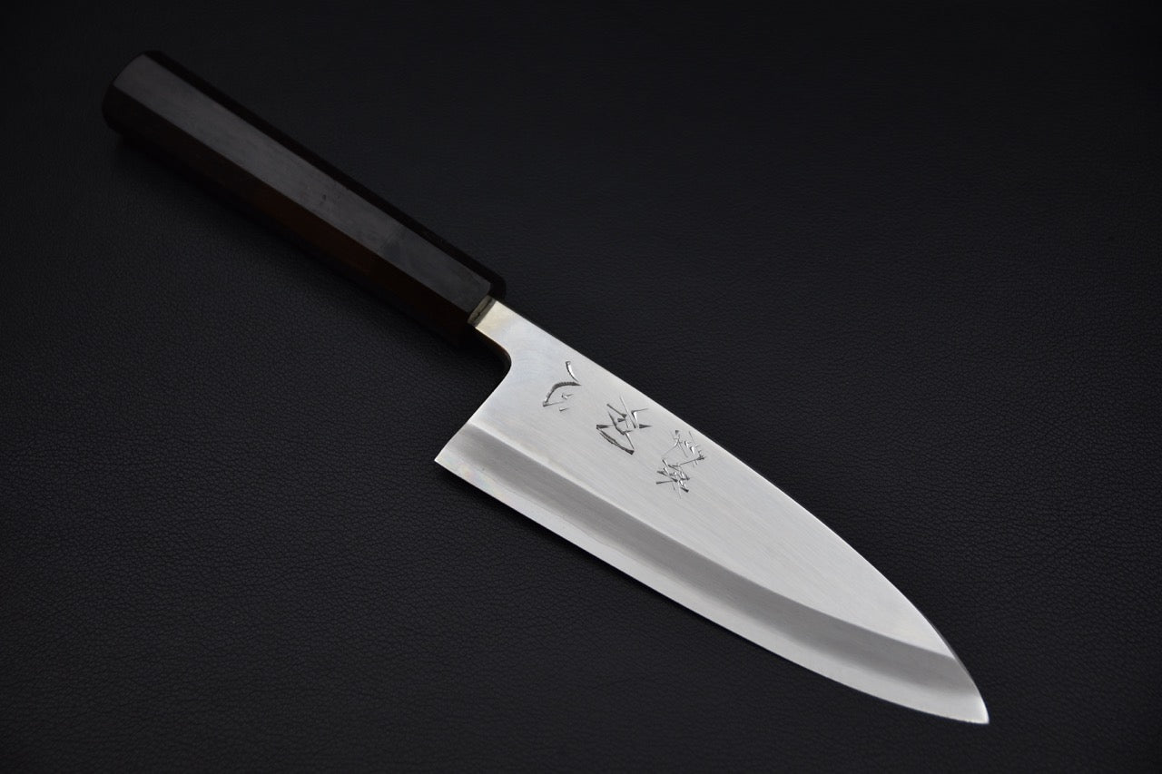 Nakagawa Uchi Hamono Ginsan Deba 165mm Poli Miroir Ébène