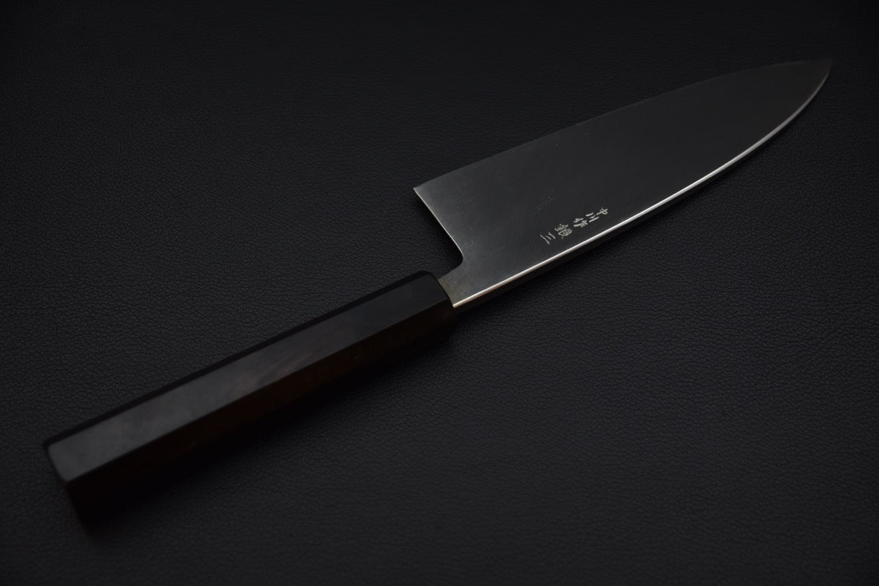 Nakagawa Uchi Hamono Ginsan Deba 165mm Poli Miroir Ébène