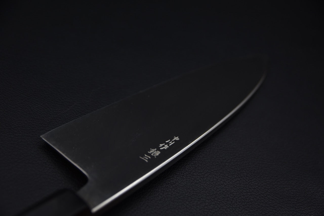 Nakagawa Uchi Hamono Ginsan Deba 165mm Poli Miroir Ébène