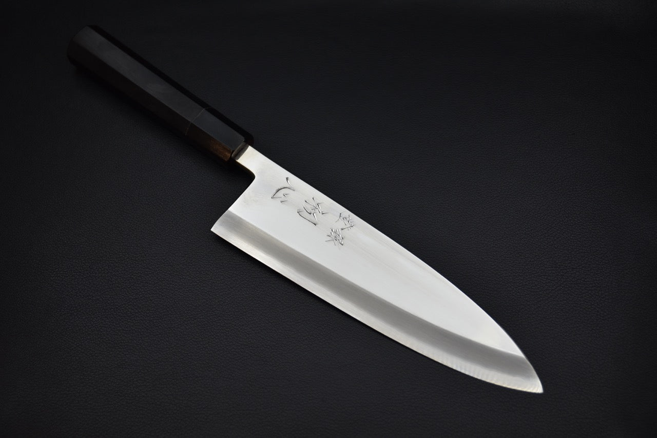 Nakagawa Uchi Hamono Ginsan Deba 210mm Mirror Polish Ebony