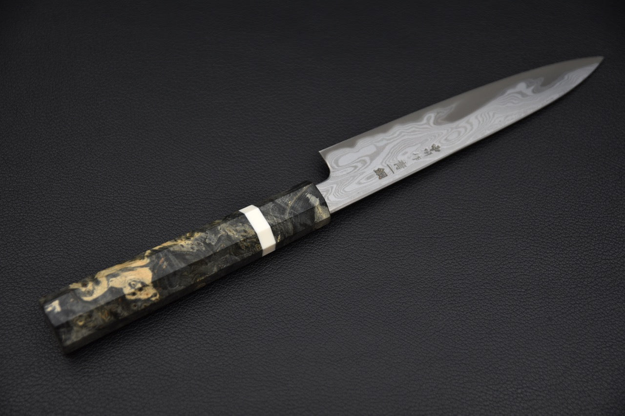 Nakagawa Uchihamono Aogami #1 Suminagashi Petty 150mm Stabilized Birch Wood