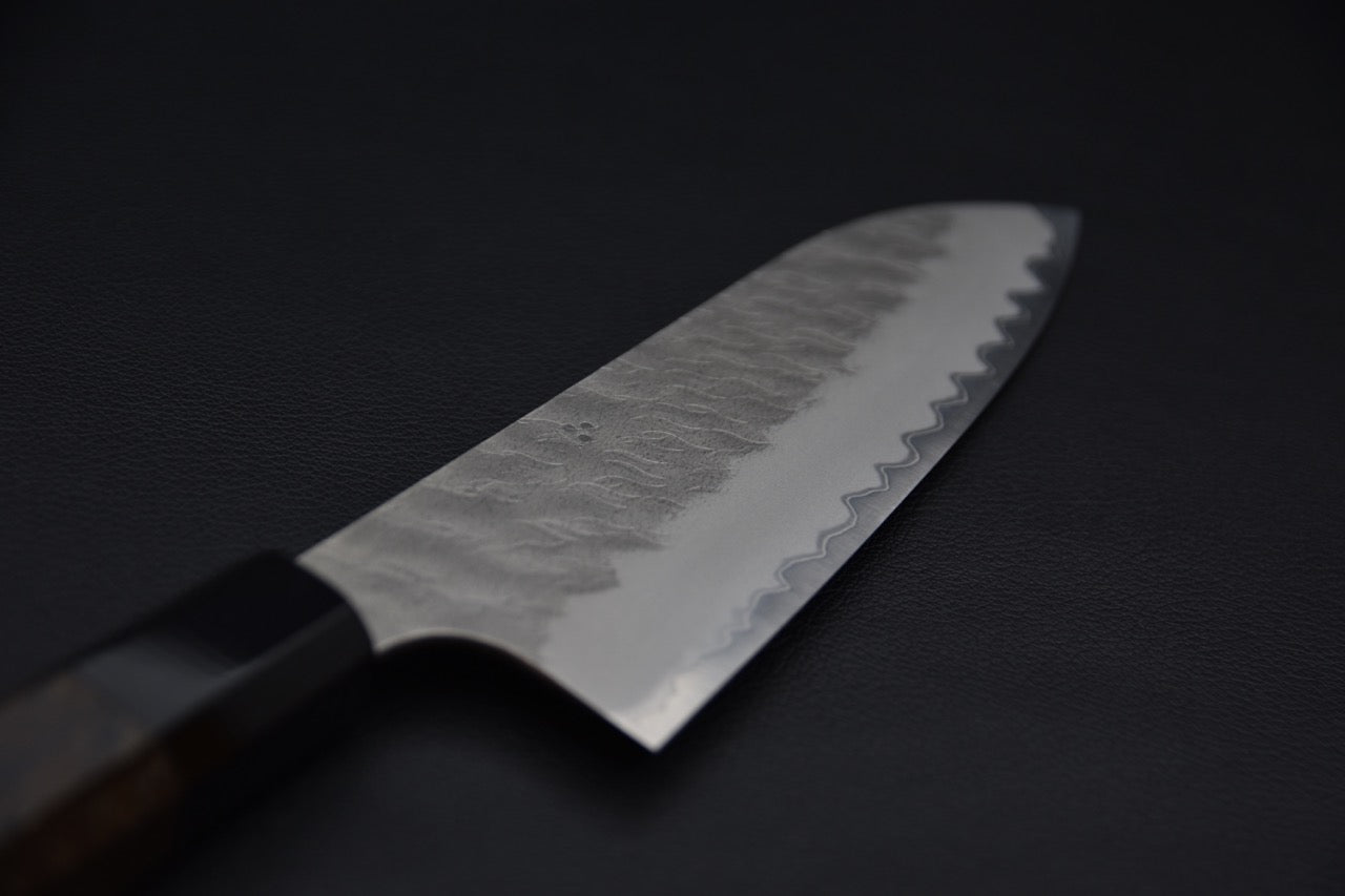Nigara Hamono Aogami Super Tsuchime Migaki Santoku Tagayasan