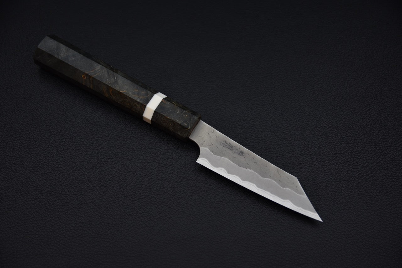 Nigara Hamono Aogami Super Tsuchime Migaki Paring Kiritsuke 95mm Bois de Bouleau Stabilisé