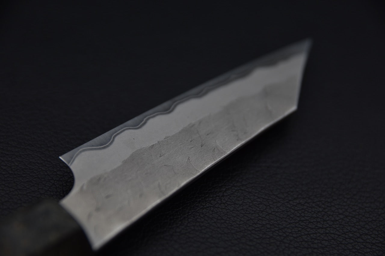 Nigara Hamono Aogami Super Tsuchime Migaki Paring Kiritsuke 95mm Bois de Bouleau Stabilisé