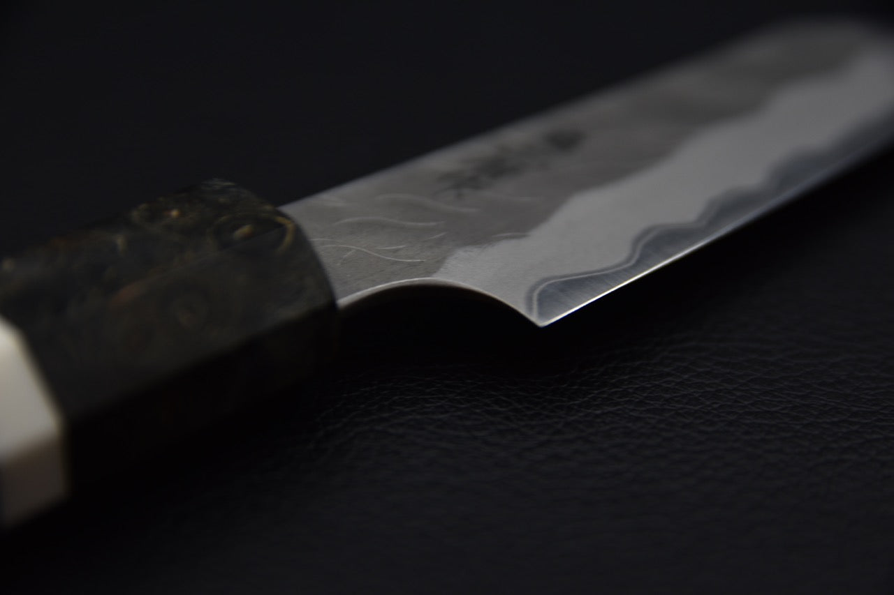 Nigara Hamono Aogami Super Tsuchime Migaki Paring Kiritsuke 95mm Bois de Bouleau Stabilisé