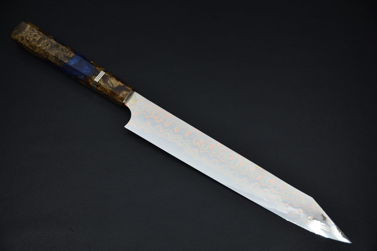 Nigara Hamono Aogami #2 Rainbow Damascus Sujihiki 255mm