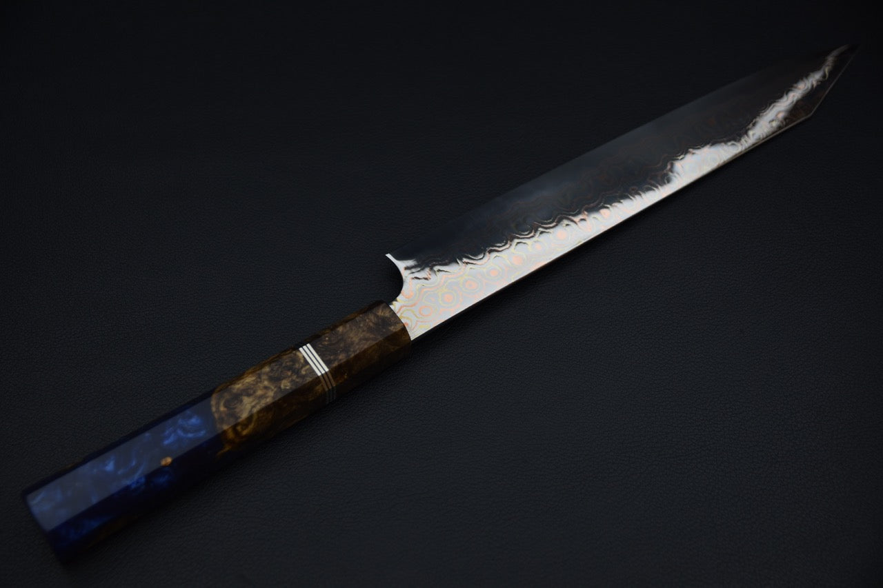 Nigara Hamono Aogami #2 Rainbow Damascus Sujihiki 255mm