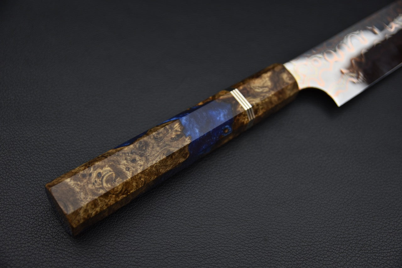 Nigara Hamono Aogami #2 Rainbow Damascus Sujihiki 255mm