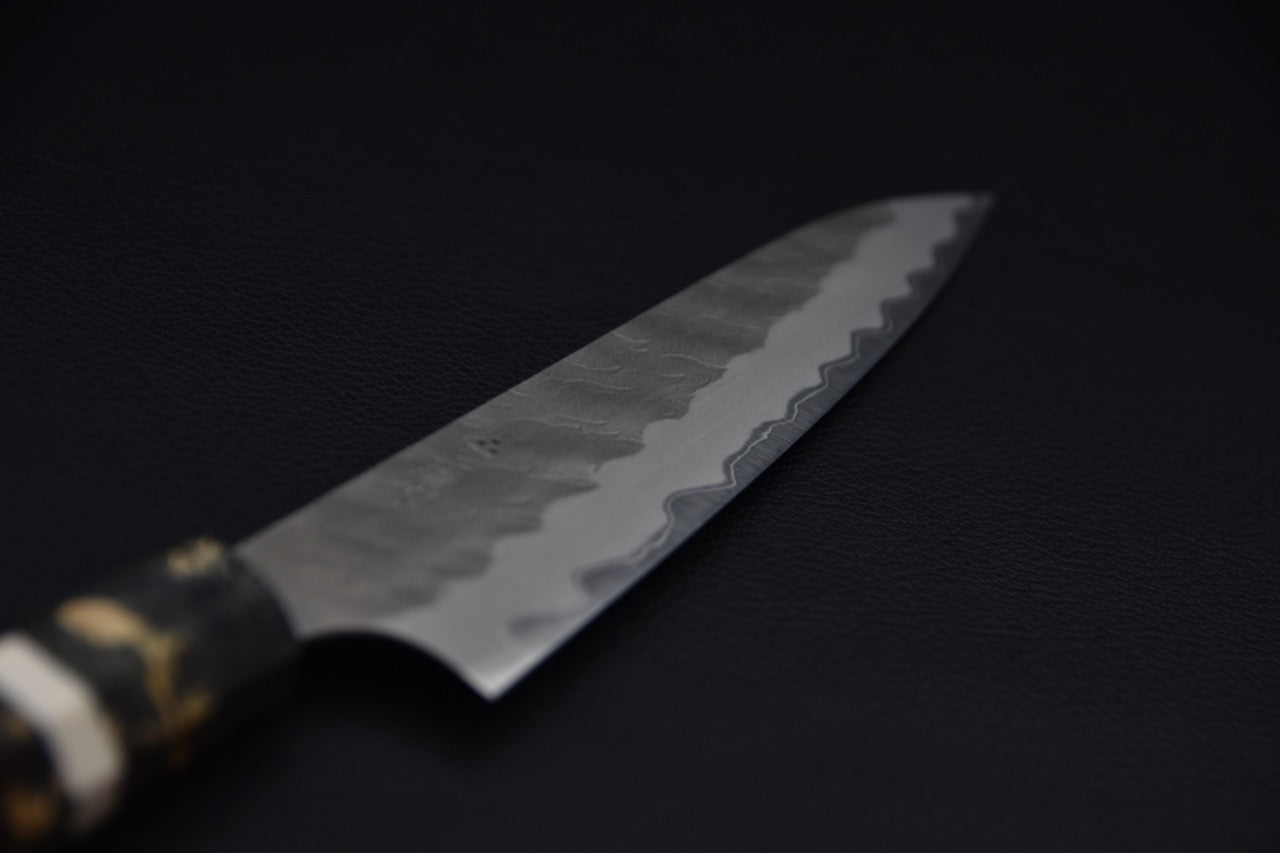 Nigara Hamono Aogamo Super Migaki Tsuchime Petty 150mm Stabilized Birch Wood