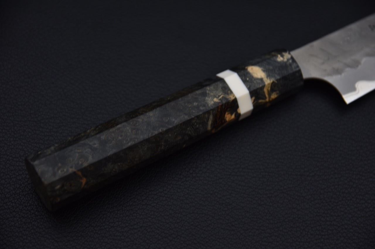 Nigara Hamono Aogamo Super Migaki Tsuchime Petty 150mm Stabilized Birch Wood