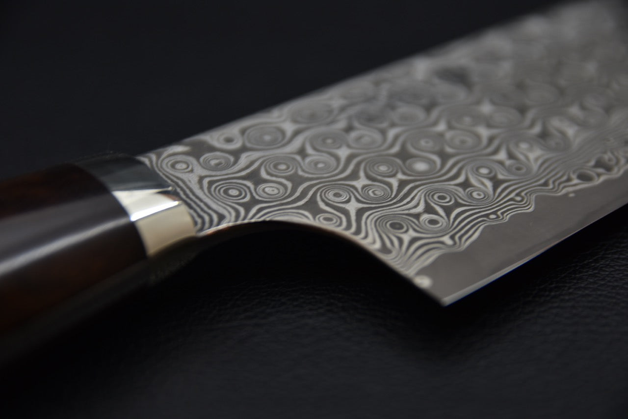 Nigara Hamono SG2 Anmon Damascus Kiritsuke Gyuto 210mm Ironwood