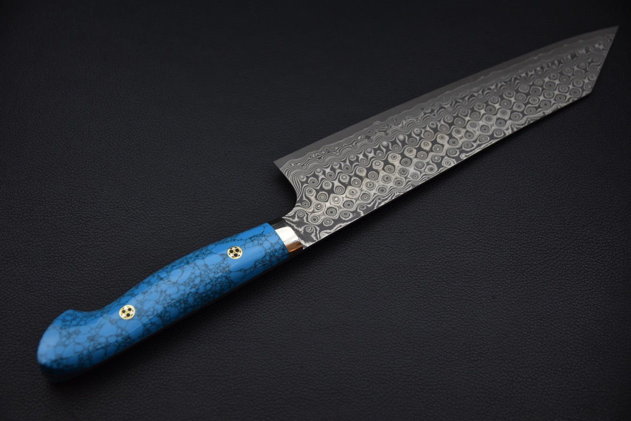 Nigara Hamono SG2 Anmon Damascus Kiritsuke Gyuto 240mm Turquoise